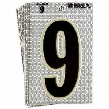 BRADY Ultra Reflective Numbers 9 6 in H PK10, 14R181