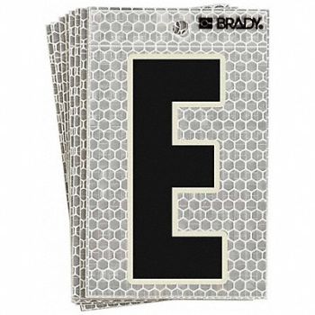 BRADY Refl. Letter Label E Glow in Dark PK10, 14R186