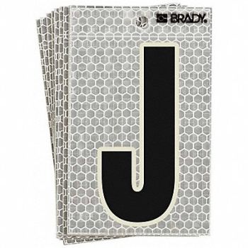 BRADY Refl. Letter Label J Glow in Dark PK10, 14R191