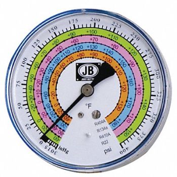 JB INDUSTRIES Gauge 4 In Dia Low Side Blue 400 psi, 14X856