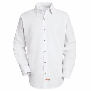 RED KAP Lng Slv Shirt White 100 per. PET 2XL, 14Y238