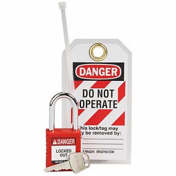 BRADY Lockout Kit 1 Lockout 1 Tag Red, 799YU9