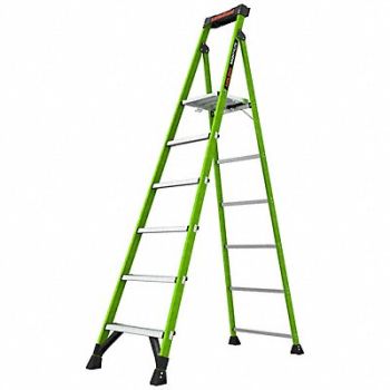 LITTLE GIANT Stepladder 8ft H 1 W Platform 300 lb Cap, 794JE3