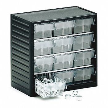 TRESTON Small Parts Drawer Unit 12 Drawers Clr, 157H09
