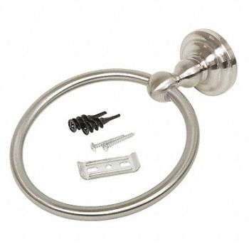 GRAINGER APPROVED Towel Ring SS Zinc Satin Nickel, 15F399