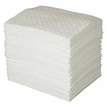 BRADY SPC ABSORBENTS Absorb Pad Oil-Based Liquids White PK100, 15U848