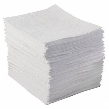 BRADY SPC ABSORBENTS Absorb Pad Oil-Based Liquids White PK100, 15U845