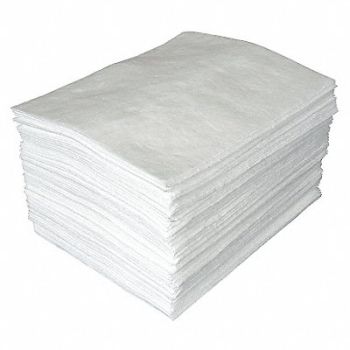 BRADY SPC ABSORBENTS Absorb Pad Oil-Based Liquids White PK100, 15U849