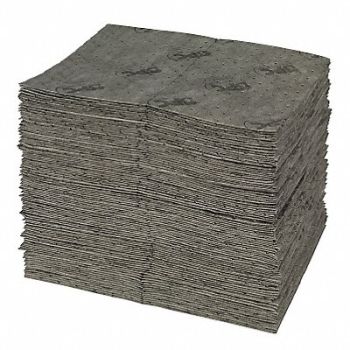 BRADY SPC ABSORBENTS Absorbent Pad Universal Gray PK100, 15U857
