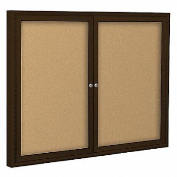 BALT Enclosed Bulletin Board Coffee 2 Door, 15Y248