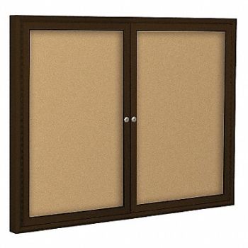 BALT Enclosed Bulletin Board Coffee 2 Door, 15Y249