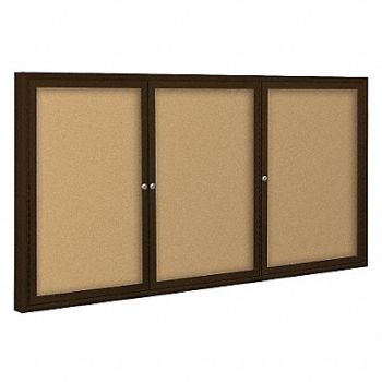 BALT Enclosed Bulletin Board Coffee 3 Door, 15Y250