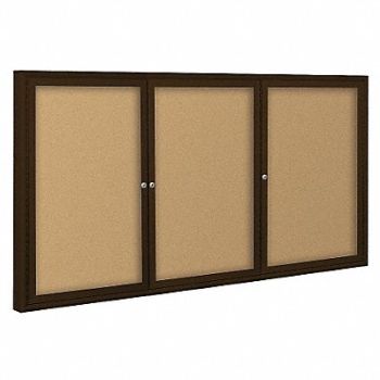 BALT Enclosed Bulletin Board Coffee 3 Door, 15Y251