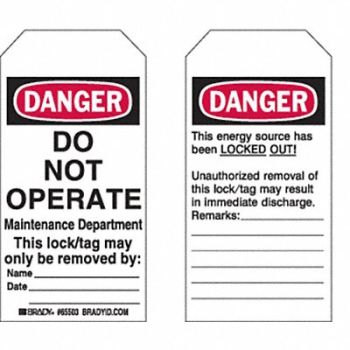 BRADY Danger Tag 5-3/4 x 3 In Cardstock PK25, 15Y643