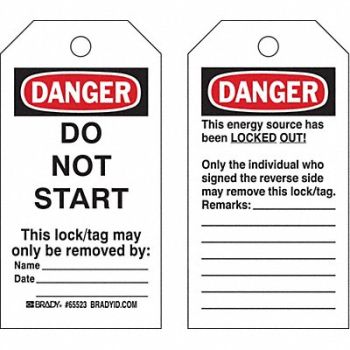 BRADY Danger Tag 5-3/4 x 3 In Cardstock PK25, 15Y647
