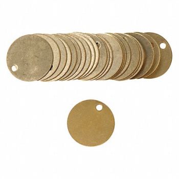 BRADY Blank Tag Brass 1 1/2in H 1 1/2in W PK25, 15Y745