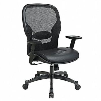 OFFICE STAR Manager Chair Leather Blk 18-23 Seat Ht, 15Z284