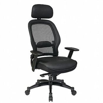 OFFICE STAR Manager Chair Leather Blk 20-22 Seat Ht, 15Z286