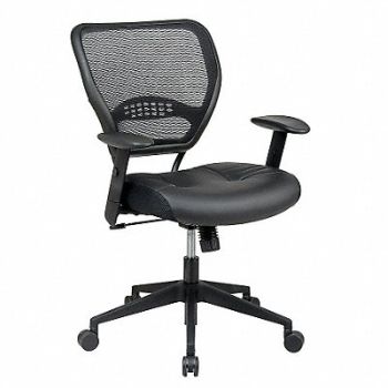 OFFICE STAR Desk Chair Leather Black 19-23 Seat Ht, 15Z316