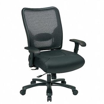OFFICE STAR Desk Chair Leather Black 20 to 23, 15Z371