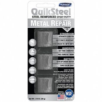 BLUE MAGIC Putty Quiksteel Epoxy Putty 1 oz, 5EVY7