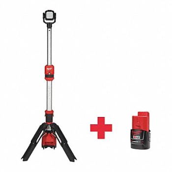MILWAUKEE CordlessTripodLight Battery Incl 5 3/4 L, 165FT3