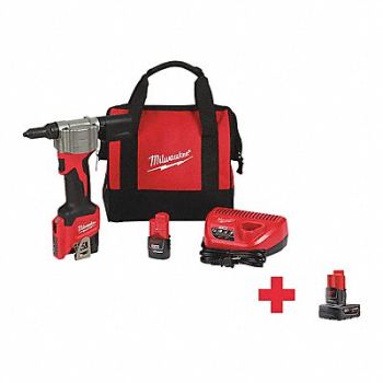 MILWAUKEE Rivet Tool 2000 lb Pulling Force 12VDC, 165FV5