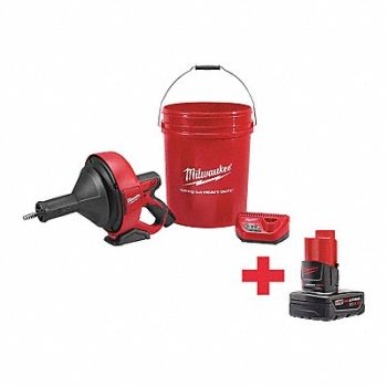 MILWAUKEE Drain Gun Kit 25 ft Max Run 12.0V, 169A62