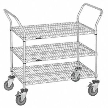 GRAINGER APPROVED Utility Cart Cap 400 Lb 48x24 3 Shelves, 16A688