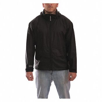 TINGLEY Rain Jkt w/Hood/Pockets Stretch Blk XL, 16A796