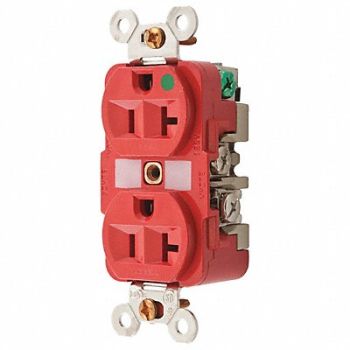 HUBBELL Receptacle Duplex 20A 5-20R 125V Red, 16R066