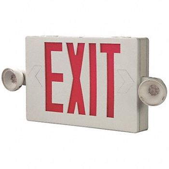 COOPER LIGHTING Exit Sign w/Emergency Lights 2.3W Red, 16U388