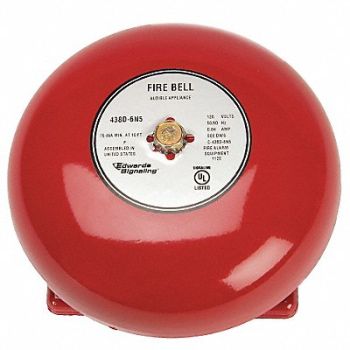 EDWARDS SIGNALING Fire Bell Red 6 In., 16X282