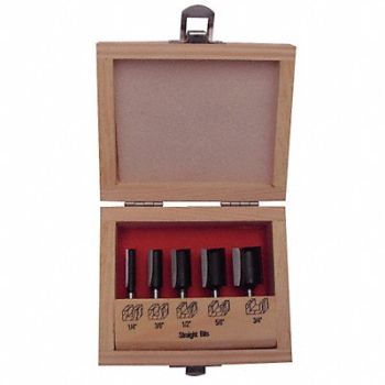 GRAINGER APPROVED Router Bit Set 5 Pc Carbide Tipped, 16Y547