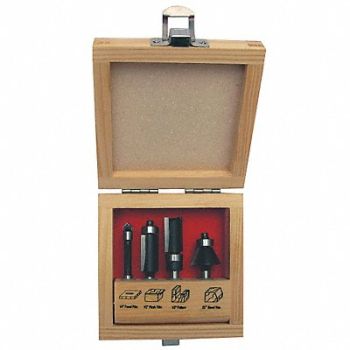 GRAINGER APPROVED Router Bit Set 4 Pc Carbide Tipped, 16Y548