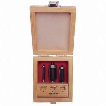 GRAINGER APPROVED Router Bit Set 3 Pc Carbide Tipped, 16Y598
