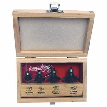 GRAINGER APPROVED Router Bit Set 4 Pc Carbide Tipped, 16Y602
