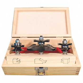 GRAINGER APPROVED Router Bit Set 3 Pc Carbide Tipped, 16Y604