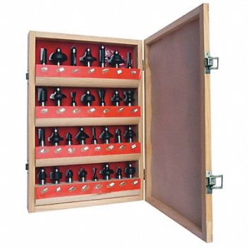 GRAINGER APPROVED Router Bit Set 30 Pc Carbide Tipped, 16Y605