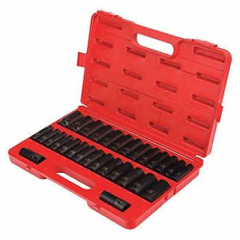 SUNEX TOOLS Deep Impct Sockt Set 1/2 Drv SAE/Metric, 182K06