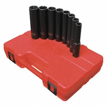 SUNEX TOOLS Extra Deep Socket Set SAE 1/2 Drive, 182K19
