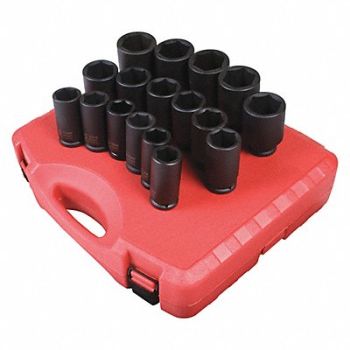 SUNEX TOOLS Deep Impct Sockt Set Metric 17 pcs. 3/4, 182K66