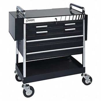 SUNEX TOOLS Service Cart 5 Drawer Heavy Duty Blk, 182L84