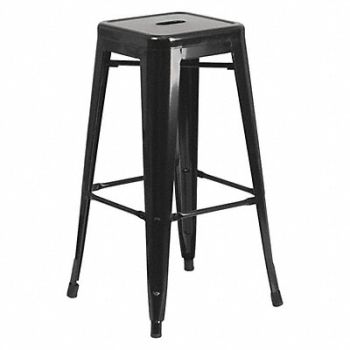FLASH FURNITURE Black Backless Metal Stool 30, 187F52