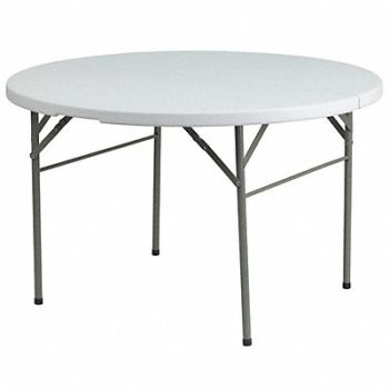 FLASH FURNITURE Wh 48Rnd Plastic Bi-Fold Table, 188A26