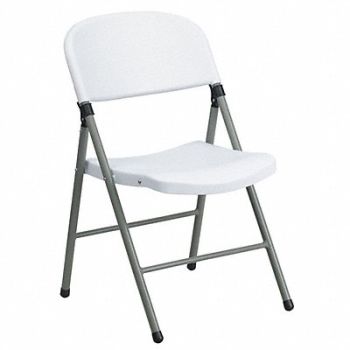 FLASH FURNITURE White Plastic Folding Chair, 188A76