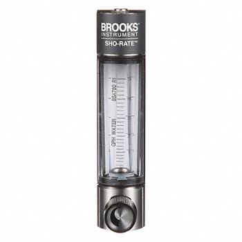 BROOKS Flowmeter Water .2 to 5 GPH Glass, 18C720