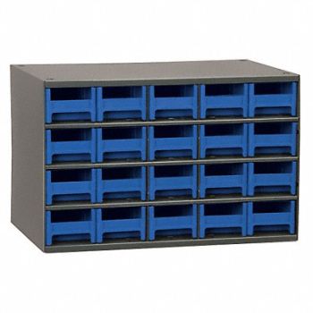 AKRO-MILS G2390 Bin Cab 20BlueDrwr Gray 11 H BlueDrwr, 18D792