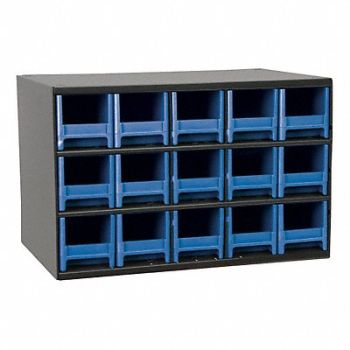 AKRO-MILS G2392 Bin Cab 15BlueDrwr Gray 11 H BlueDrwr, 18D801