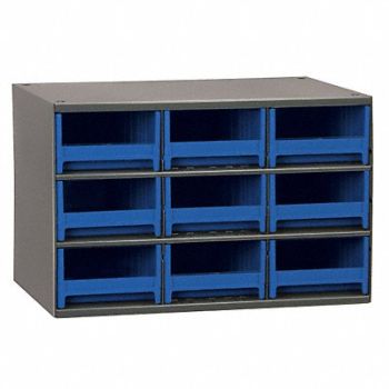 AKRO-MILS G2393 Bin Cab 9BlueDrwr Gray 11 H BlueDrwr, 18D805